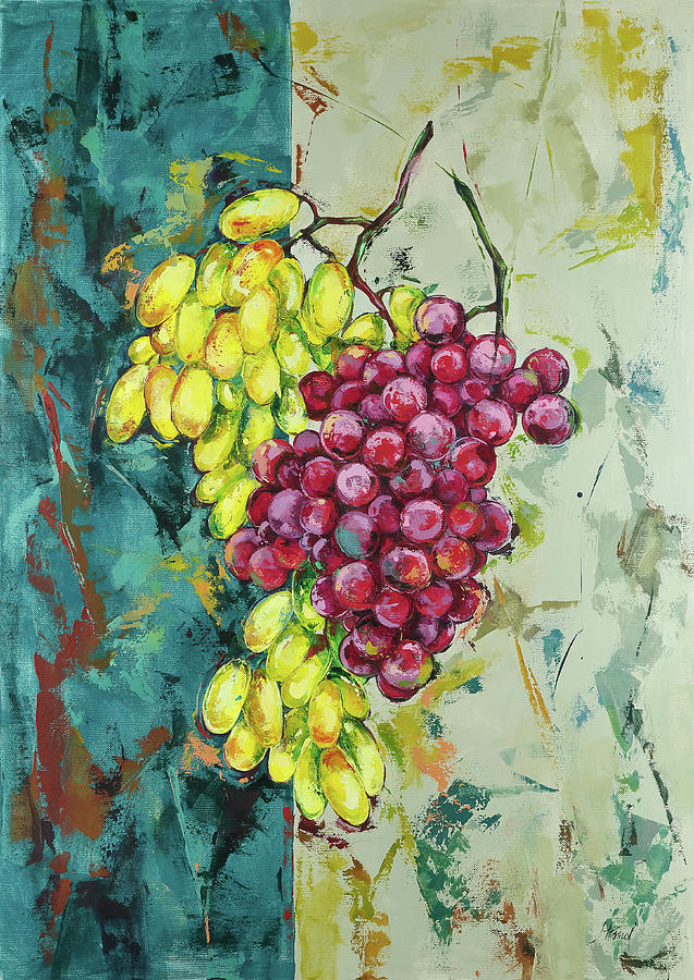 Grape Painting - Red and White Grapes by Maria Arnaudova