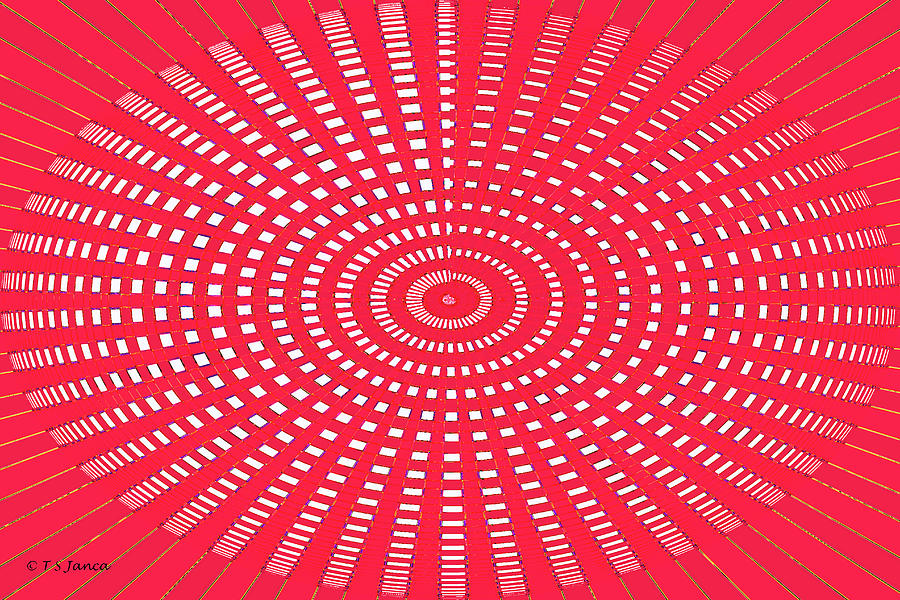 Red And White Oval Abstract Digital Art by Tom Janca
