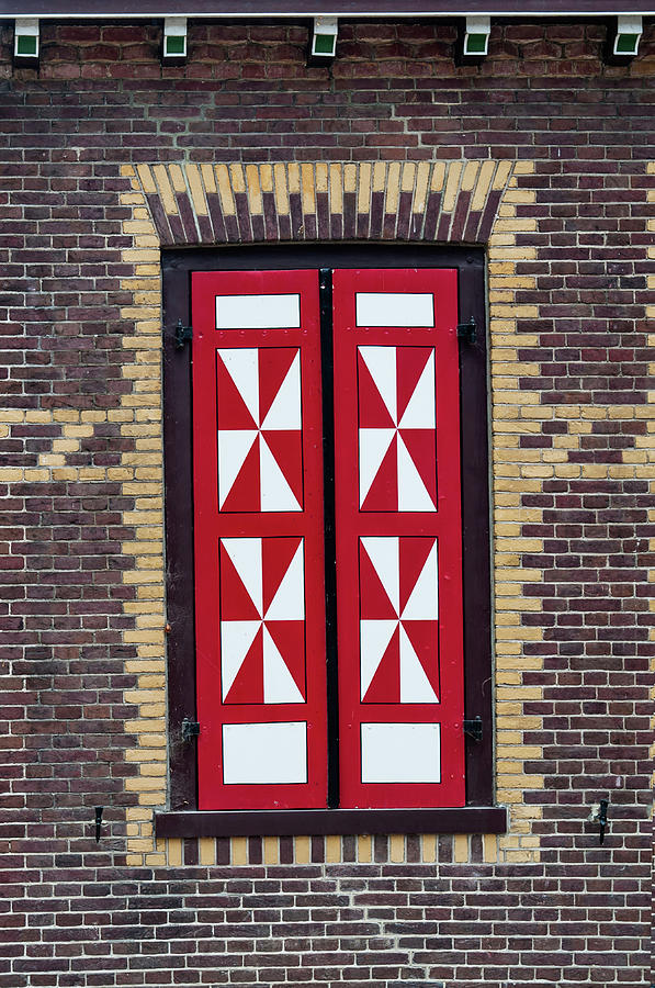 Red and White Window Shutters. De Haar Castle Photograph by Jenny Rainbow