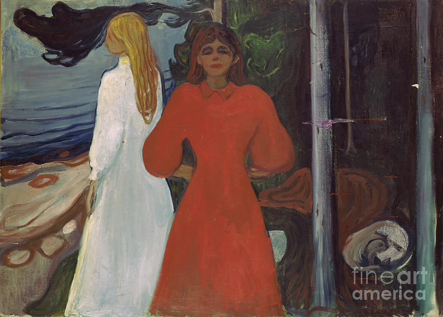Red and withe  Painting by Edvard Munch