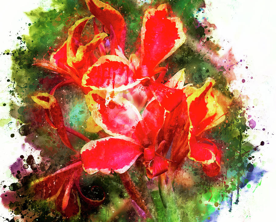 Red and Yellow Lilies Digital Art by Mary Machare