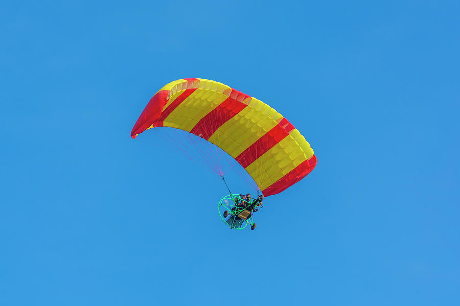 Red and yellow paramotor Digital Art by Tsafreer Bernstein