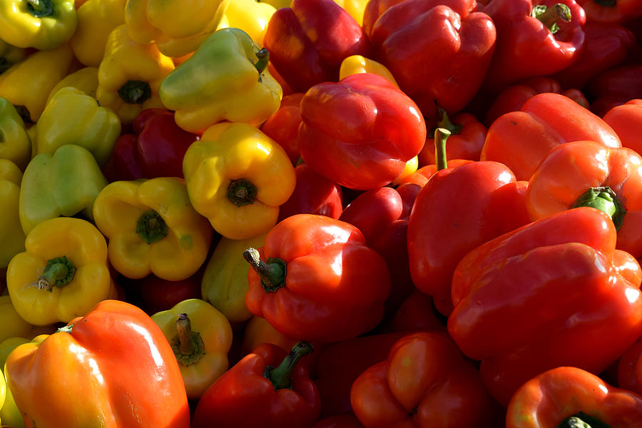 Red and Yellow peppers Photograph by Diane Lent