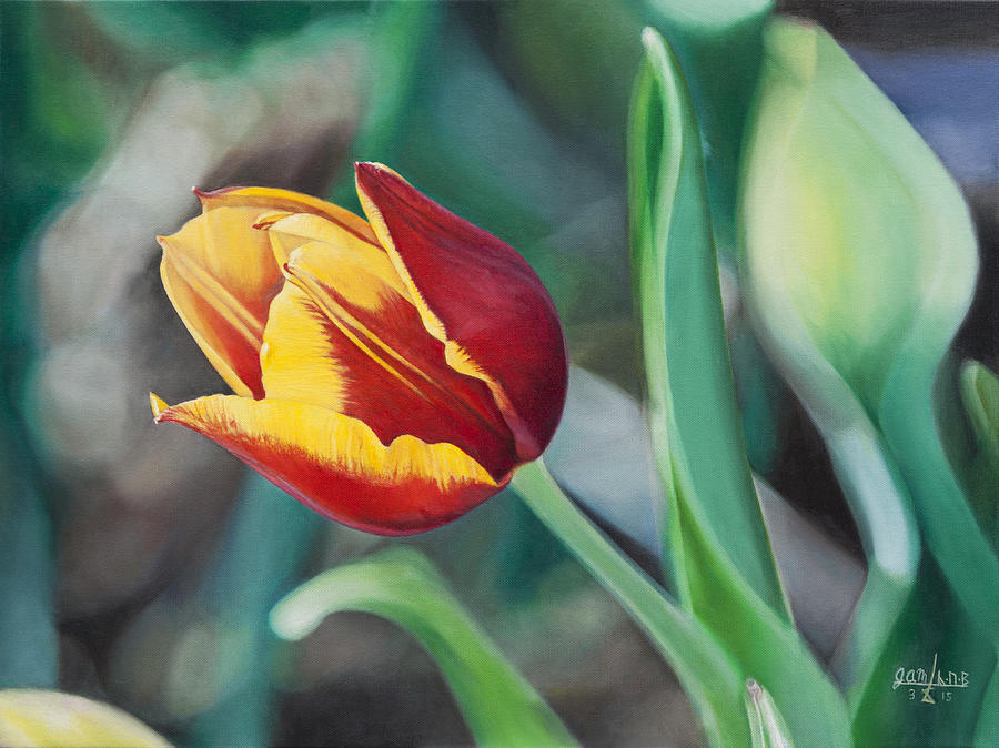 Red and Yellow Tulip Painting by Joshua Martin
