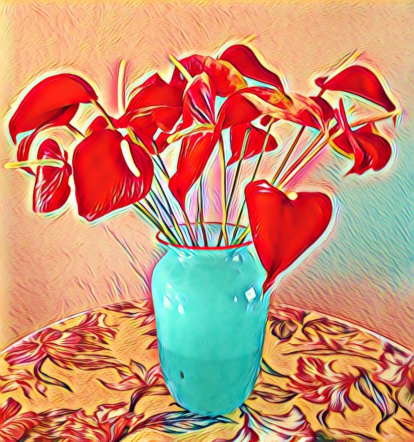 Red Anthurium Bouquet of Valentines Two Photograph by Joalene Young