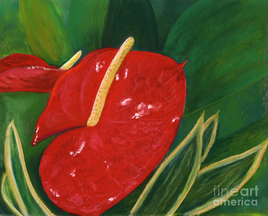 Red Anthurium Painting by Ginny Neece