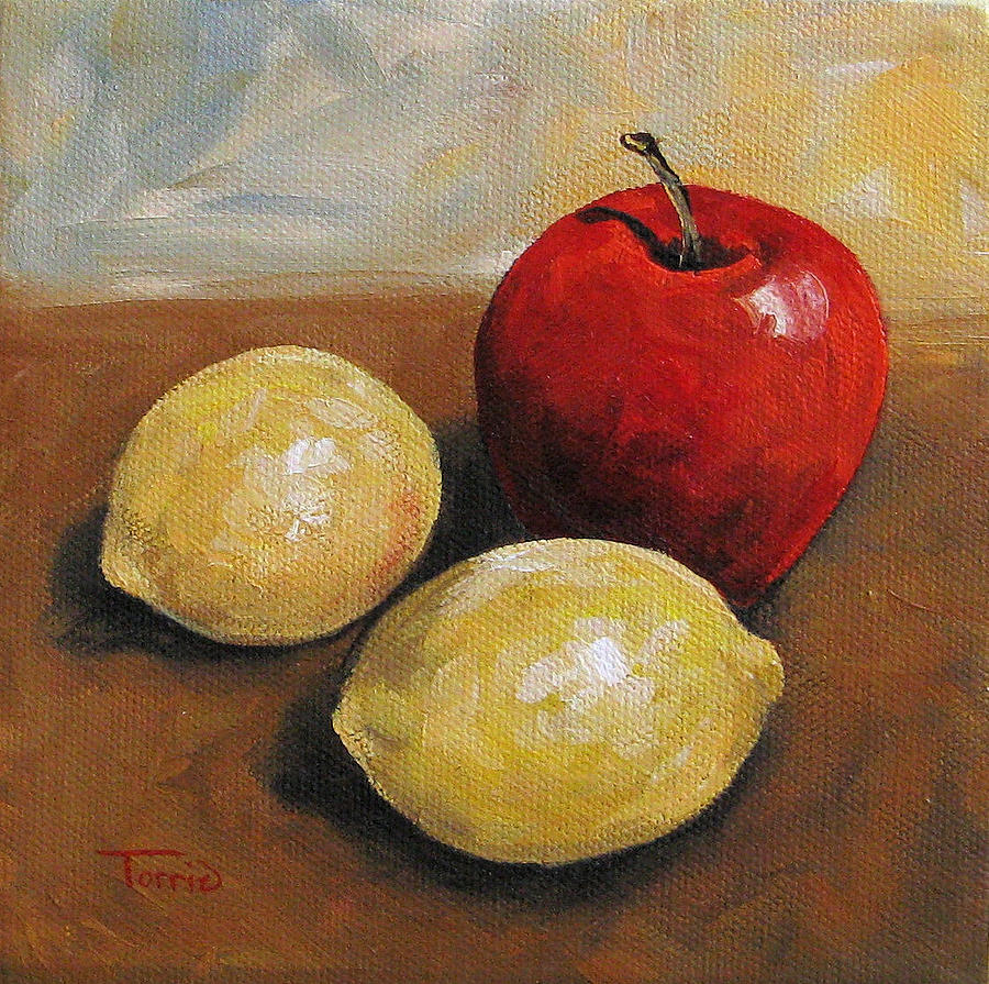 Red Apple and Lemons Painting by Torrie Smiley