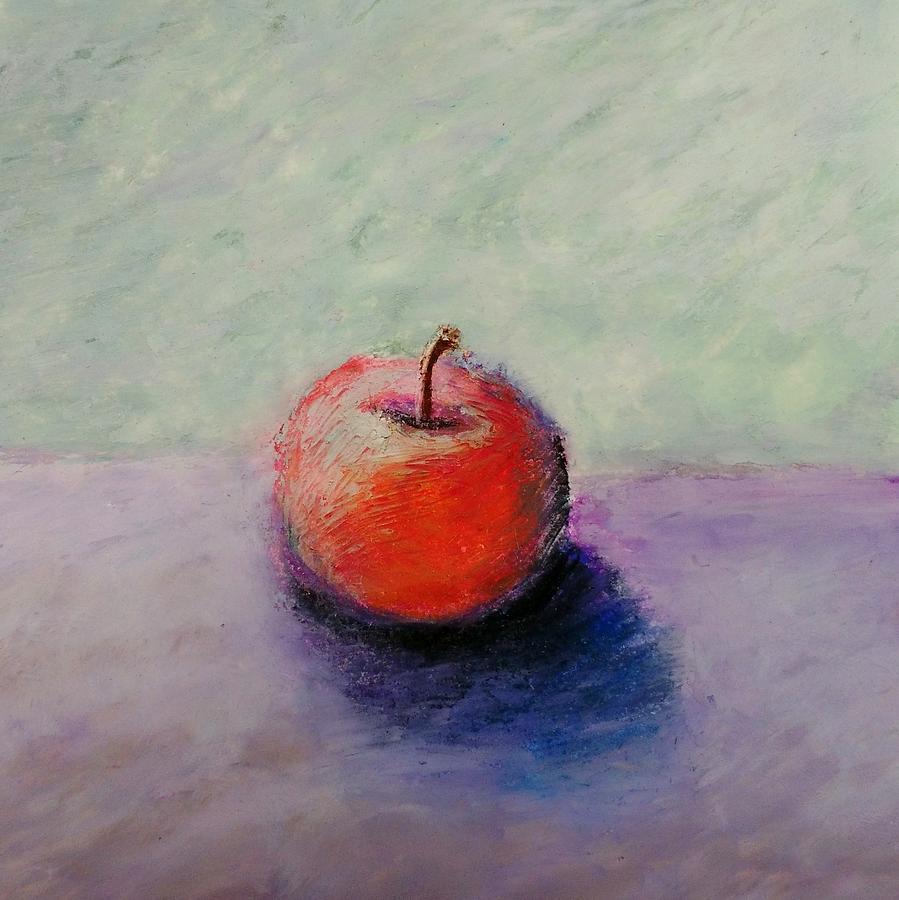 Red Apple with Mint Green and Purple Pastel by Michelle Calkins