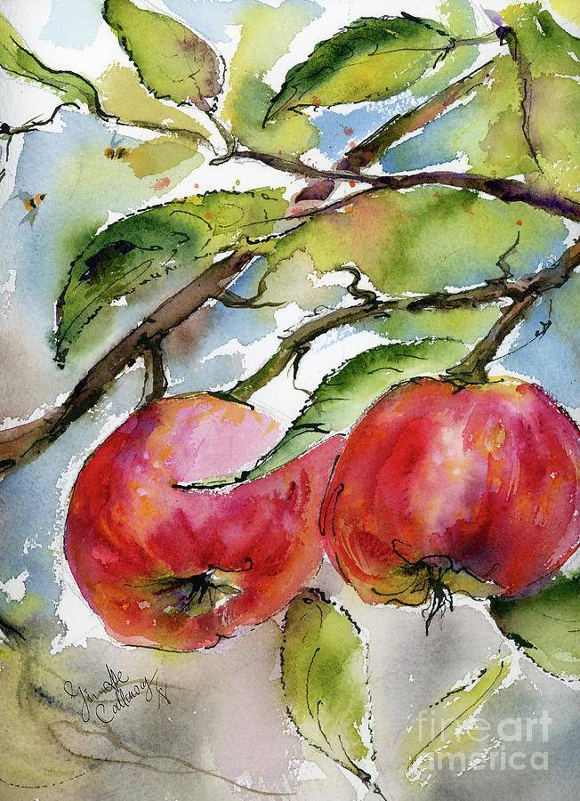 Red Apples and Bees Painting by Ginette Callaway