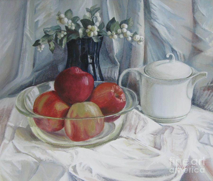 Red apples Painting by Elena Oleniuc