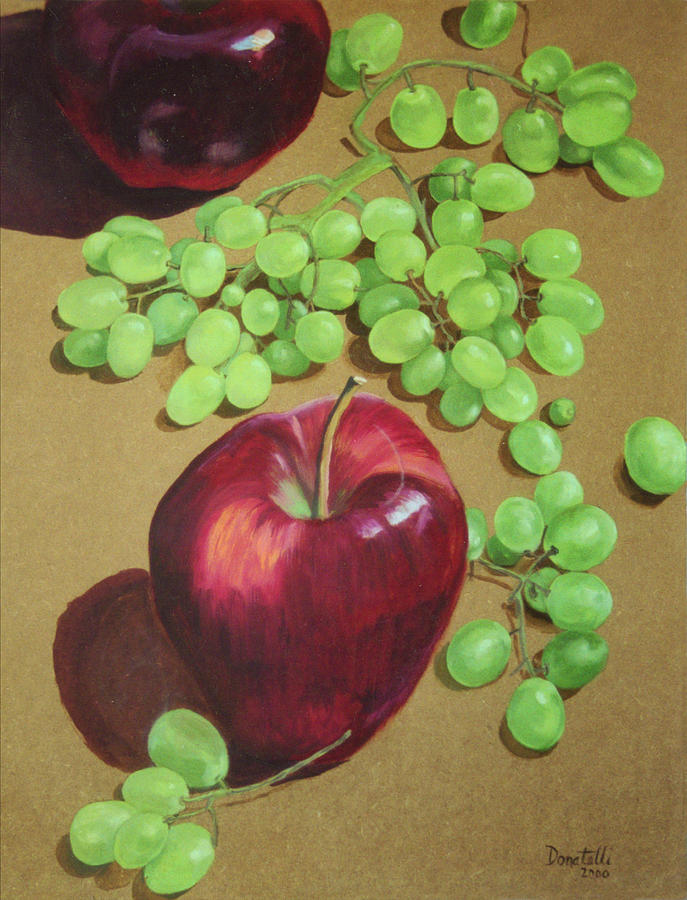 Red Apples Green Grapes Painting by Kathryn Donatelli