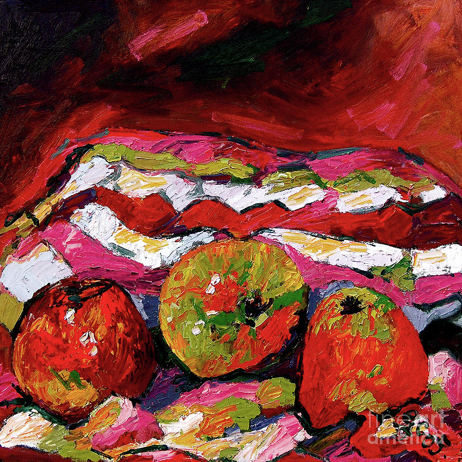 Red Apples impressionist Still Life Oil Painting Painting by Ginette Callaway