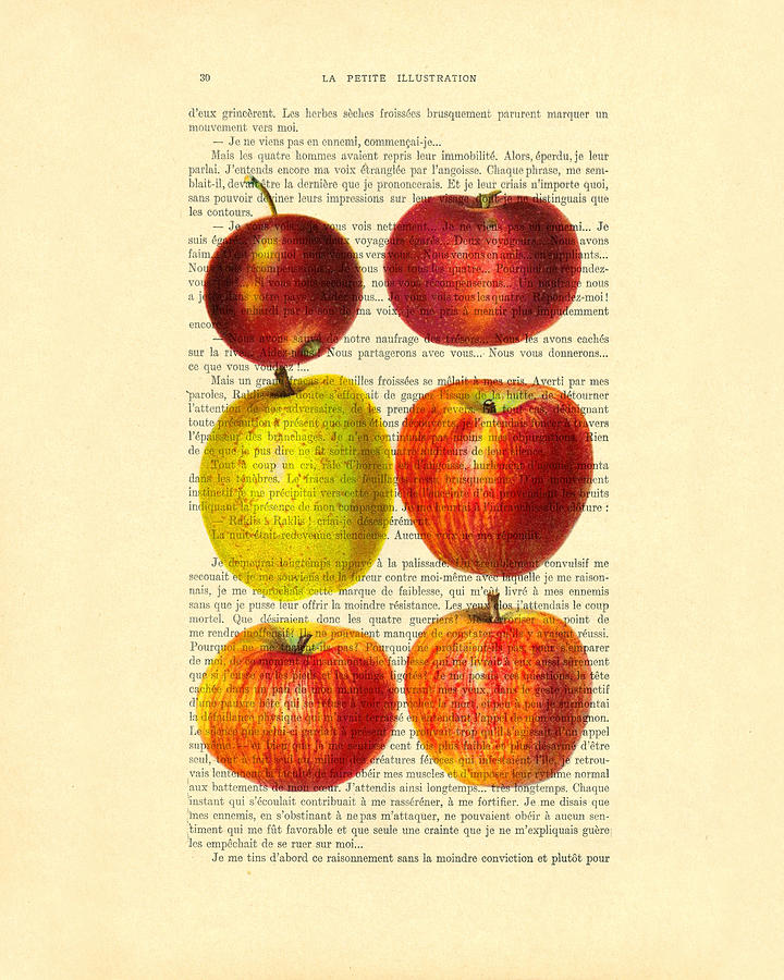 Apple Digital Art - Red apples still life vintage illustration by Madame Memento