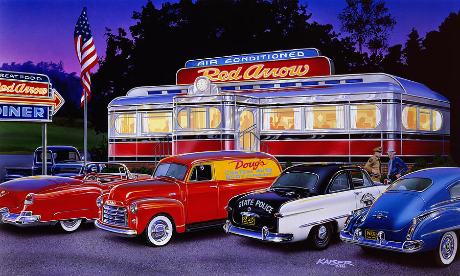 Vintage Photograph - Red Arrow Diner by MGL Meiklejohn Graphics Licensing