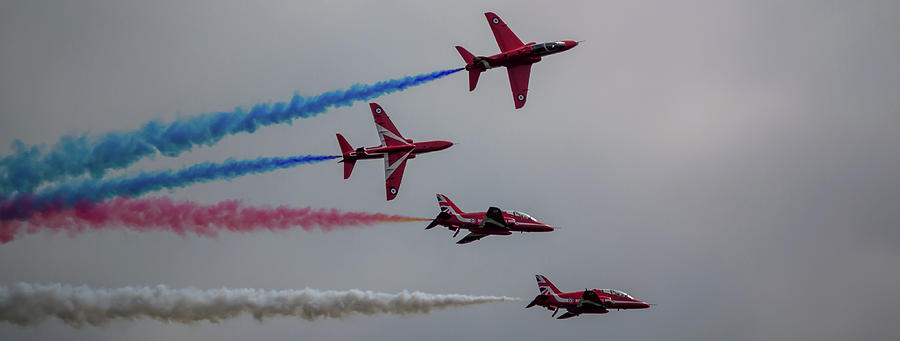 Red Arrows Break Off - Teesside Airshow 2016 Photograph by Scott Lyons