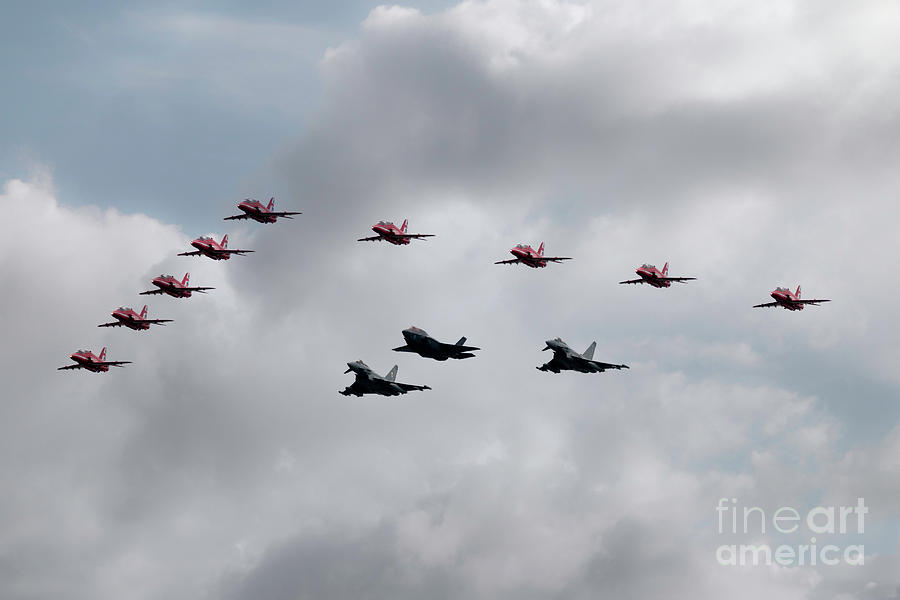Red Arrows F35 and Typhoons Digital Art by Airpower Art