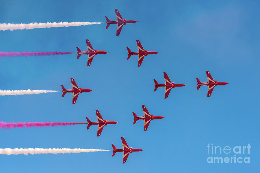 Red Arrows Typhoon formation Photograph by Gary Eason