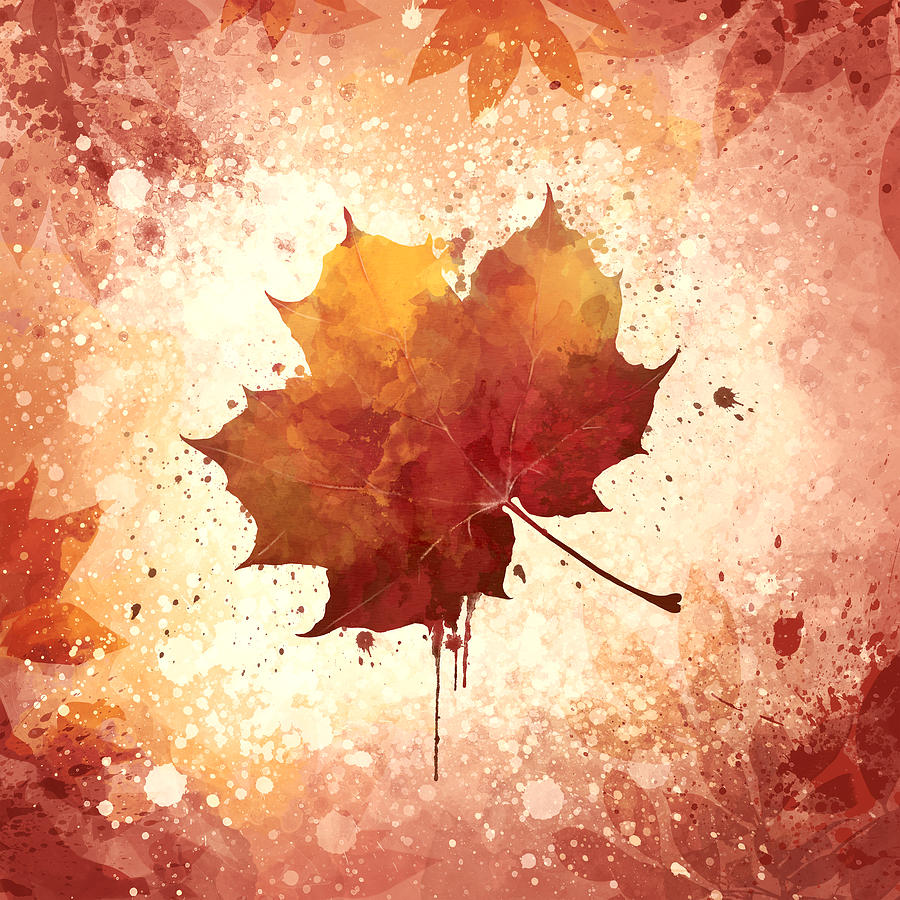 Fall Painting - Red Autumn leaf by Thubakabra