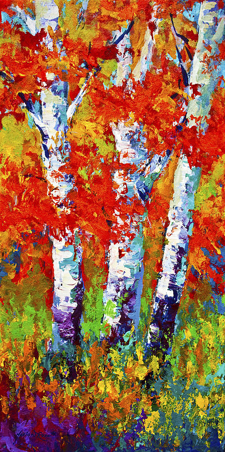 Red Autumn Painting by Marion Rose