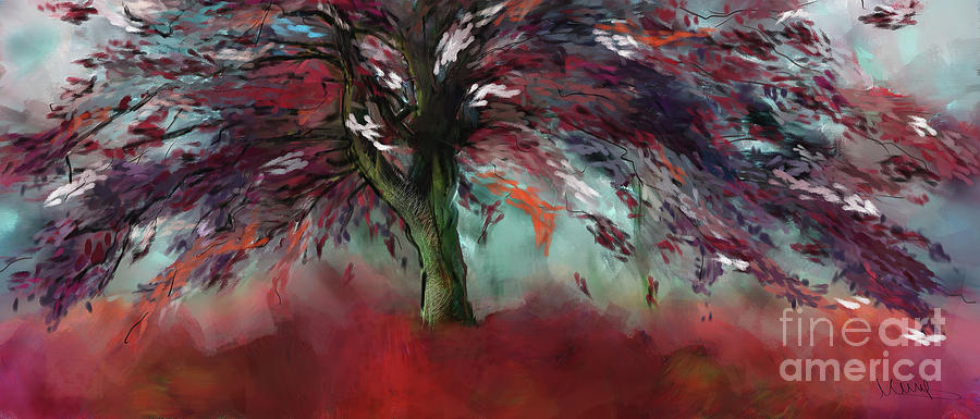 Red Autumn Mixed Media by Melanie D