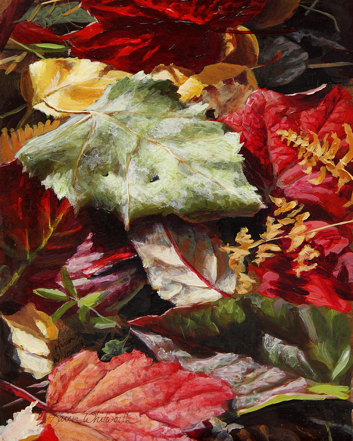 Fall Painting - Red Autumn - Wasilla Leaves by K Whitworth