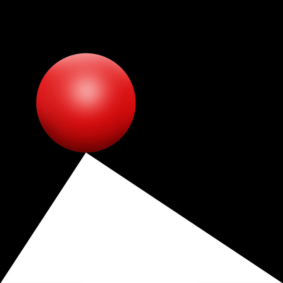 Abstract Digital Art - Red Ball S Q 5 by Mike McGlothlen
