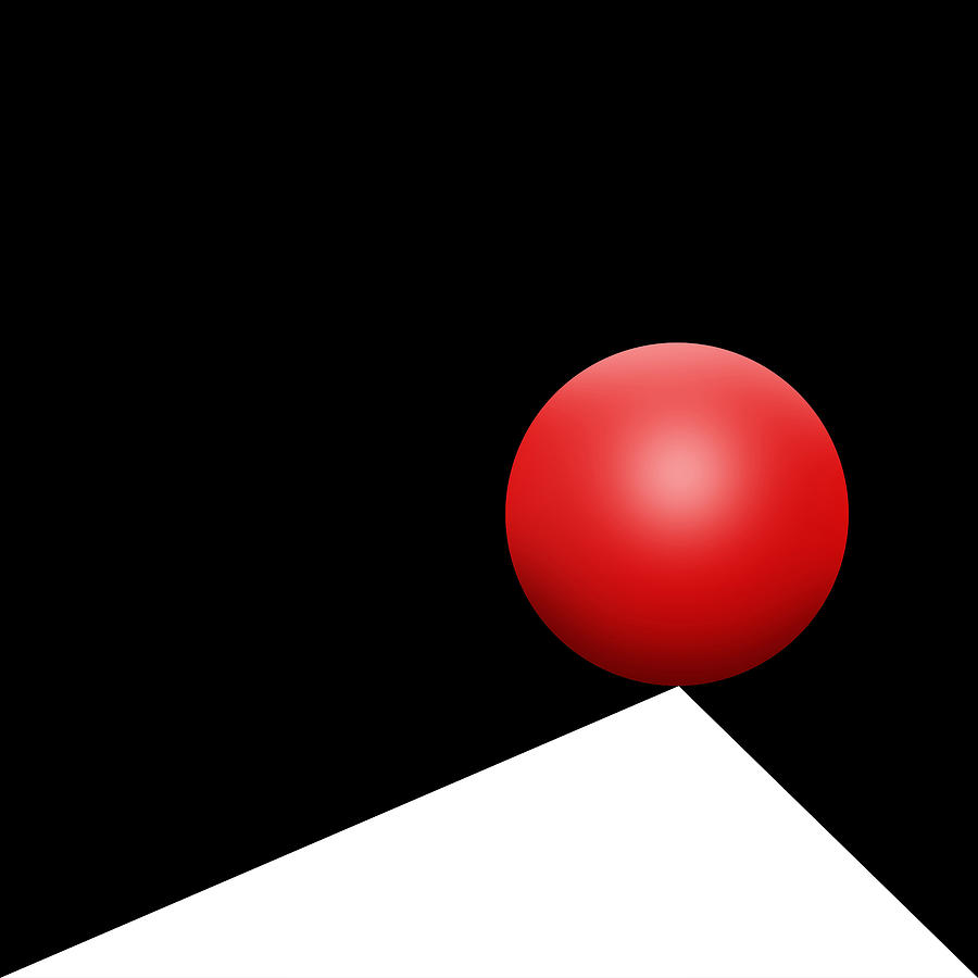 Abstract Digital Art - Red Ball S Q 8 by Mike McGlothlen