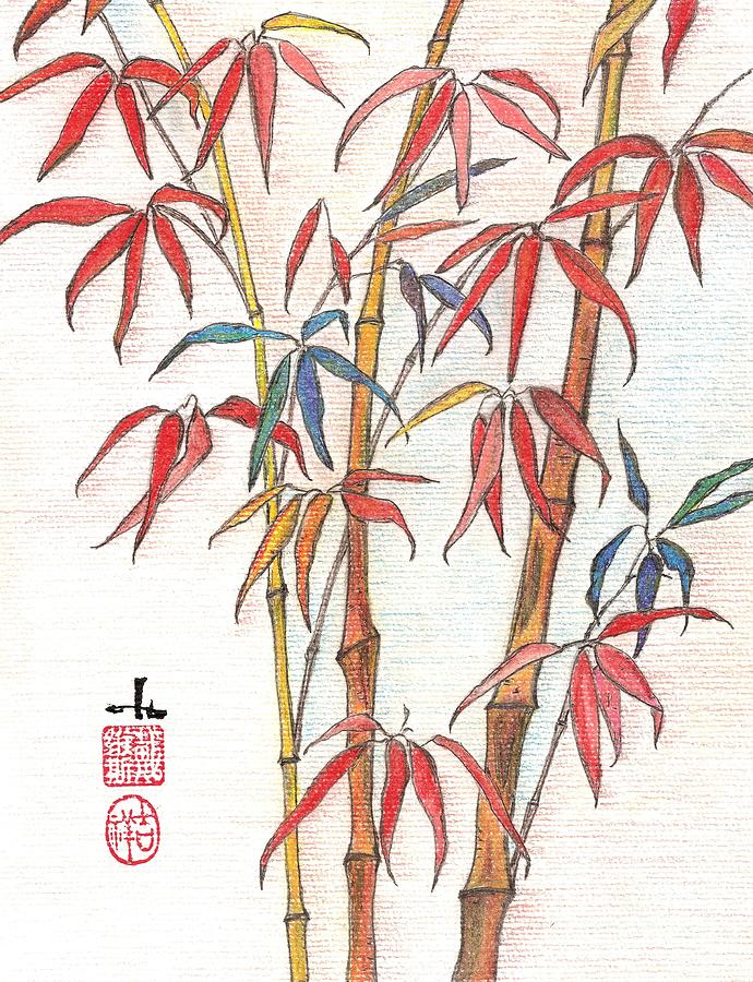 Nature Mixed Media - Red Bamboo by Victoria Davis