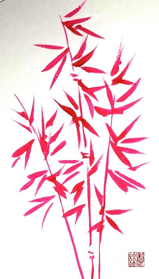 Red Bamboo Painting by Margaret Welsh Willowsilk
