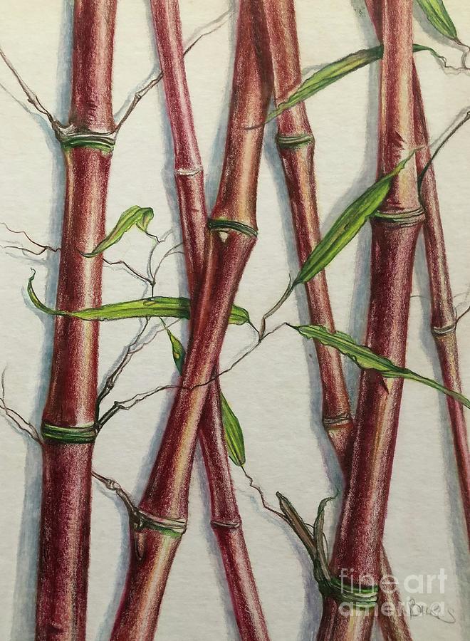Red Bamboo Painting by Rand Burns
