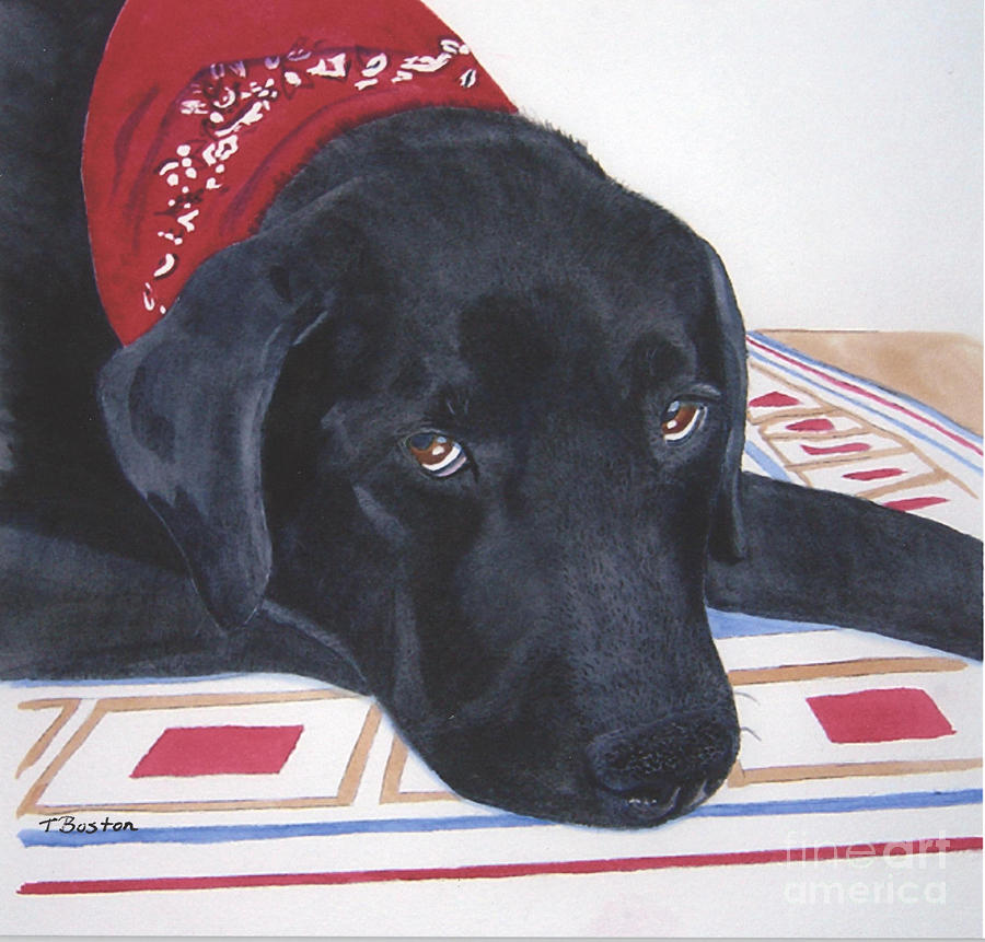 Dog Painting - Red Bandana by Teresa Boston