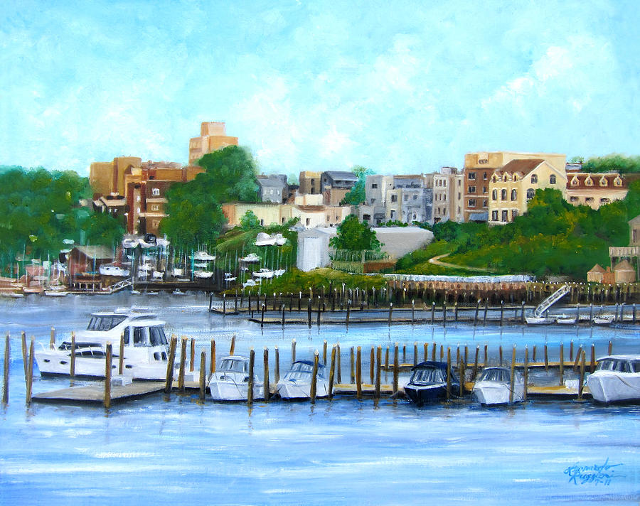 Red Bank from the Molly Pitcher Hotel Painting by Leonardo Ruggieri