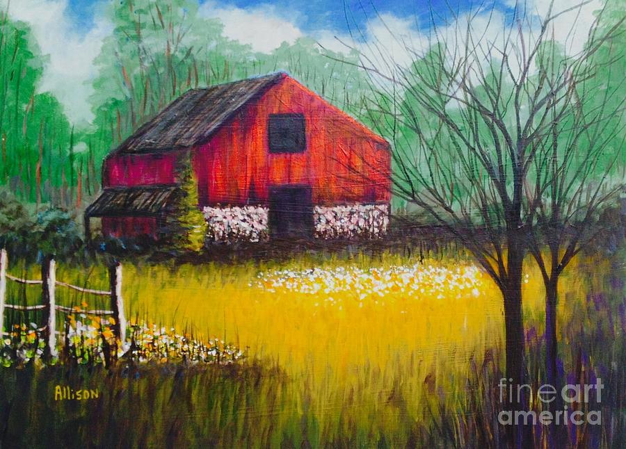 Red Barn  Painting by Allison Constantino