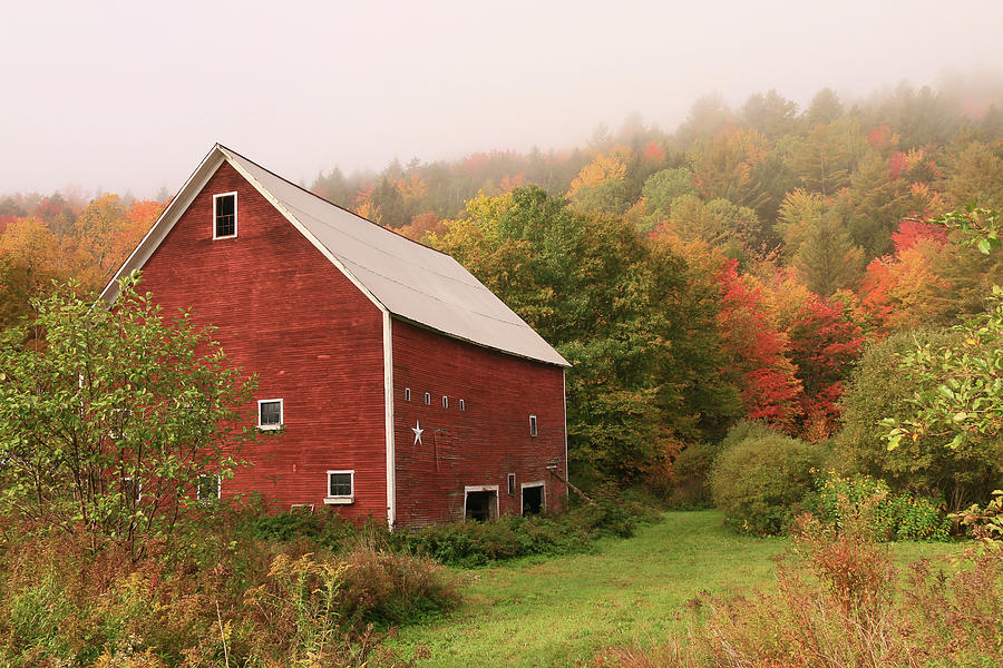 Red Barn Among the Foliage # 2 Photograph by Allen Beatty