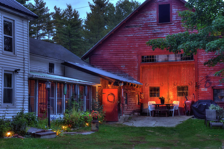 Red Barn and Farm house - Autumn in New Hampshire Photograph by Joann Vitali