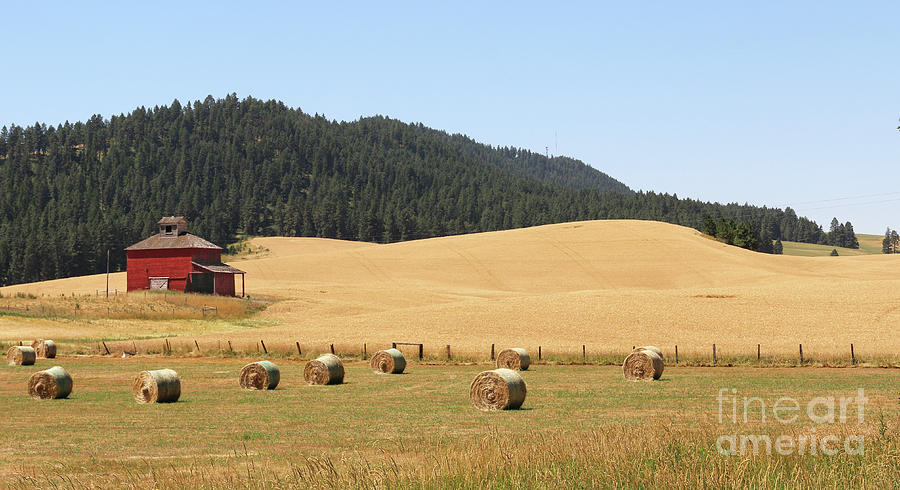 Red Barn and Hay Bales  3616 Photograph by Jack Schultz