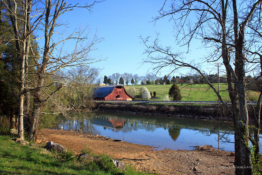 Red Barn and Pond Photograph by Todd Blanchard