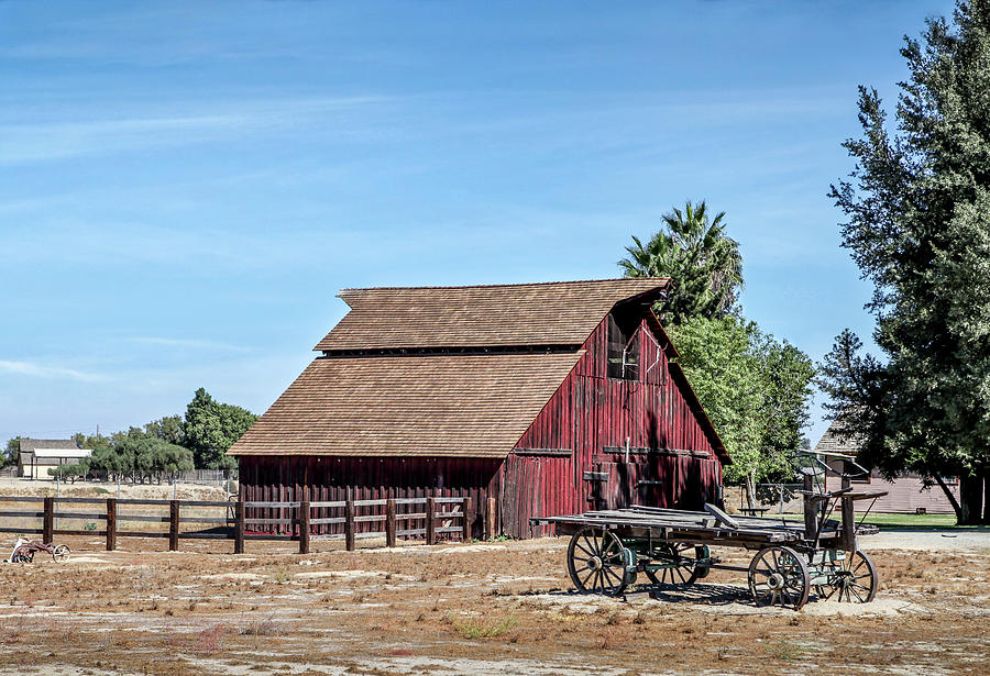 Red Barn And Wagon Photograph by Gene Parks