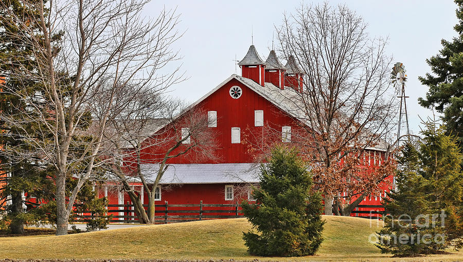 Red Barn and Windmill   5880 Photograph by Jack Schultz
