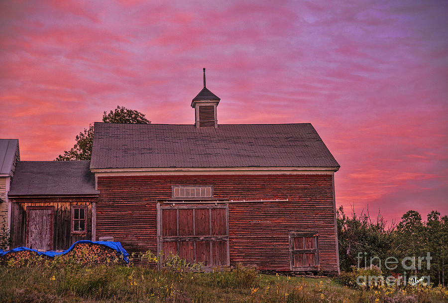 Sunset Photograph - Red Barn at Sunset by Alana Ranney