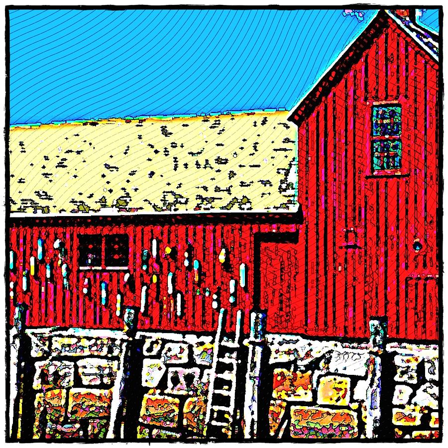 Red Barn Digital Art by Cooky Goldblatt