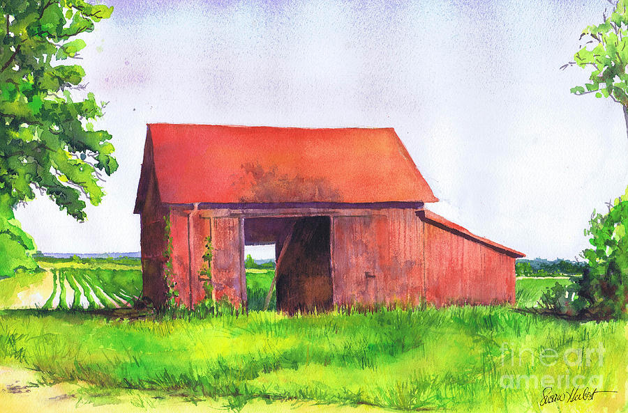 Red Barn Cutchogue NY Painting by Susan Herbst