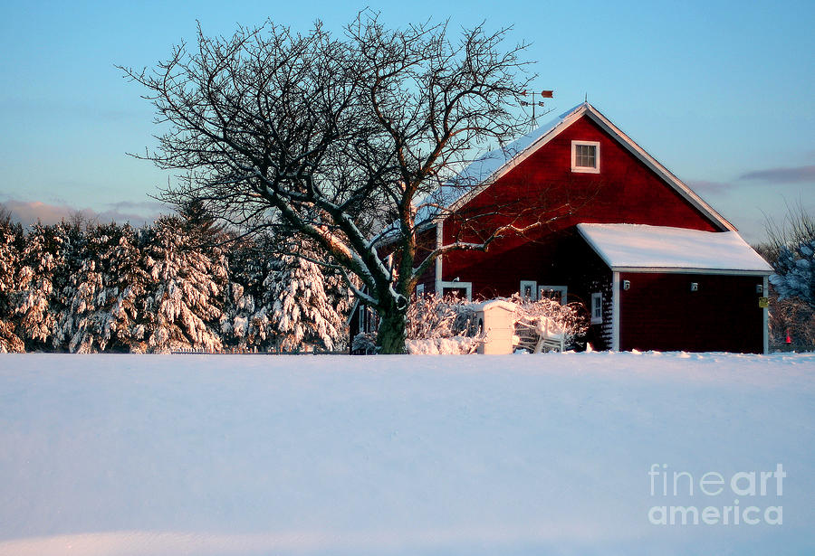 Winter Photograph - Red Barn Danielson Pike by Jim Beckwith