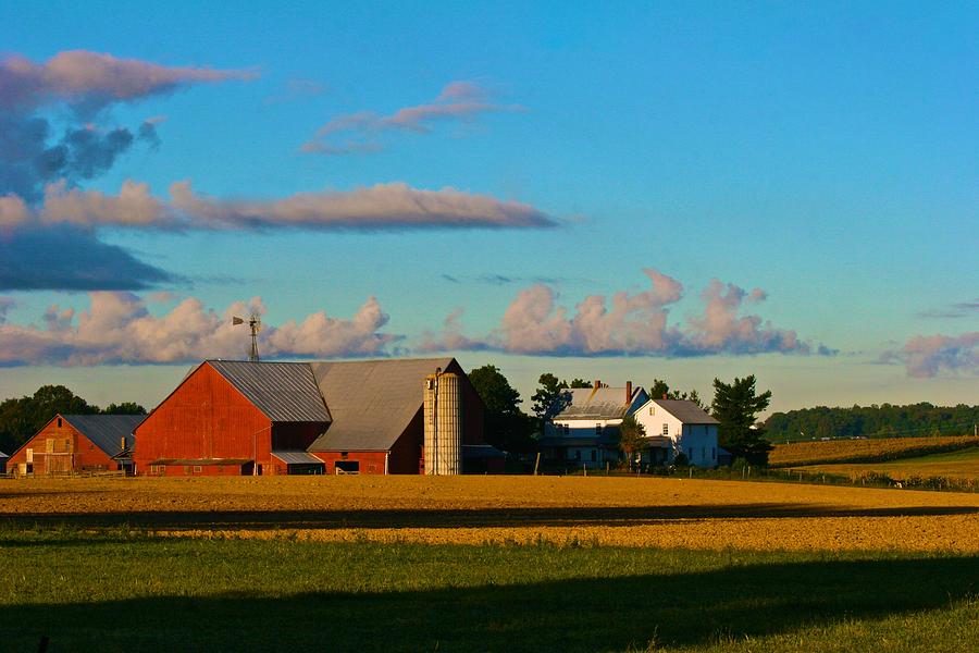 Red Barn in Evening Sun Photograph by Polly Castor