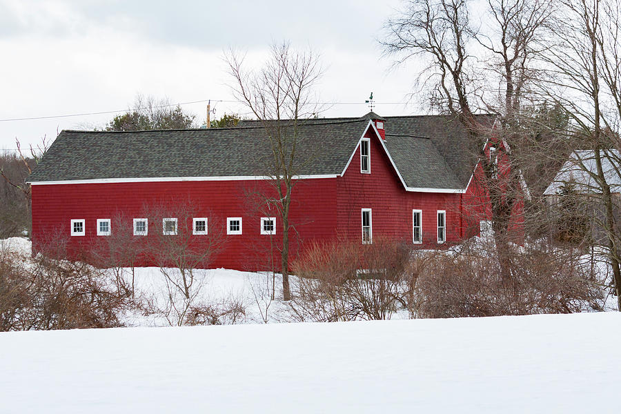 Red Barn in Snow Photograph by Brian MacLean
