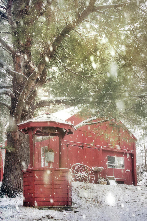 Red Barn in Winter - Wilton, New Hampshire Photograph by Joann Vitali