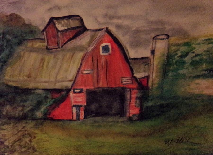 Red Barn In The Country Painting By Mary Flach