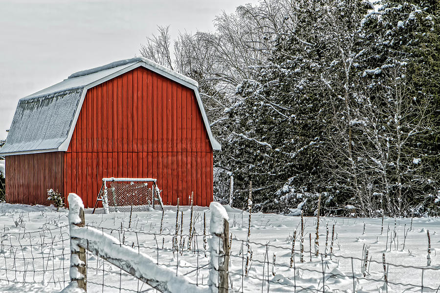 Red Barn in the Snow Photograph by Tim Wilson - Fine Art America