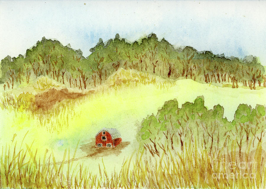 Red Barn Painting by Jackie Irwin