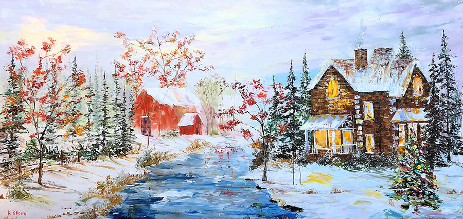 Red Barn Painting by Kevin Brown